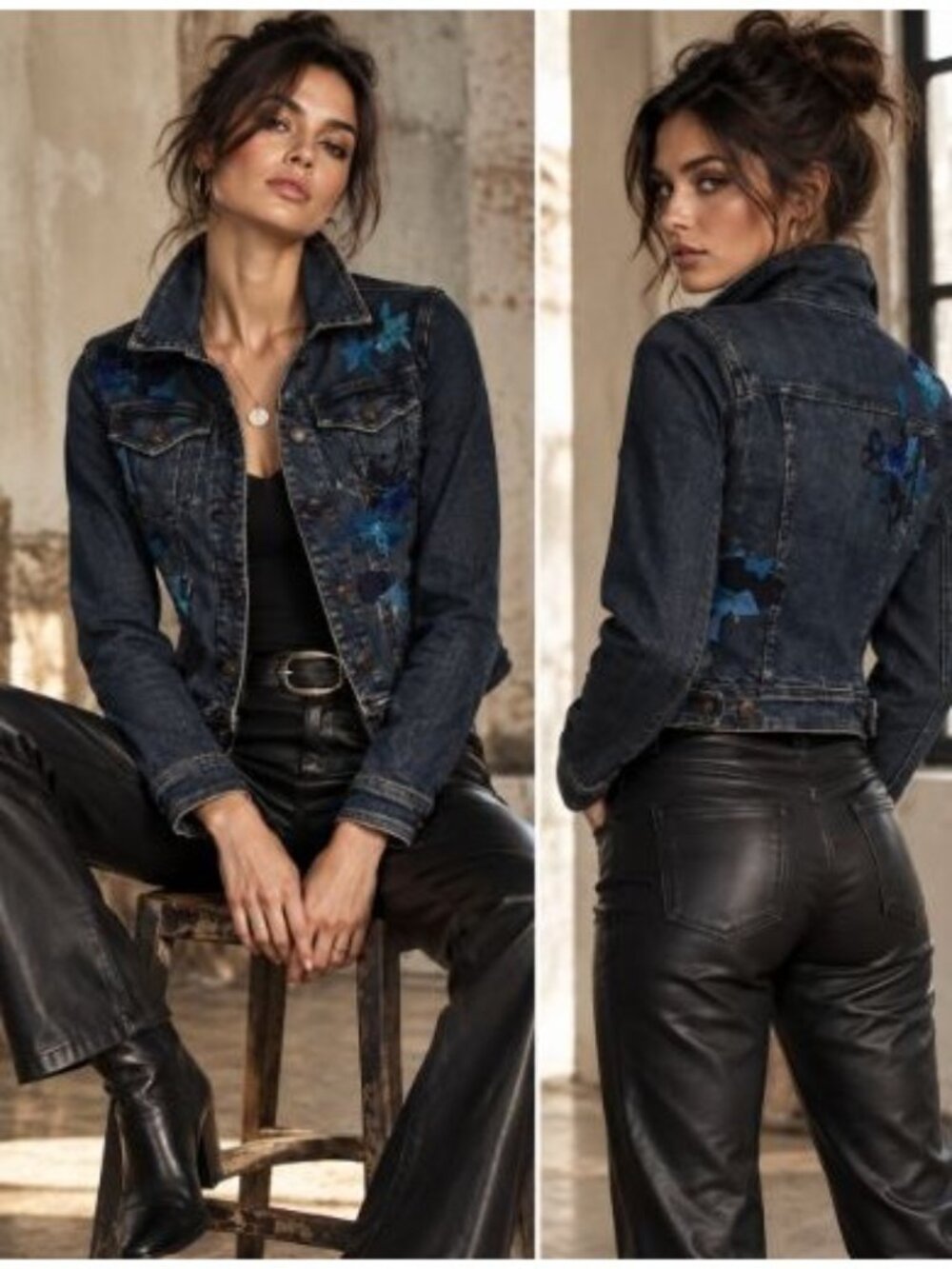 Pilcro Letterpress Anthropologie Beaded Embroidered Denim Jacket Boho Western XS